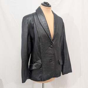 Cevy’s black genuine leather blazer jacket Mexico size 21/22 approx XL